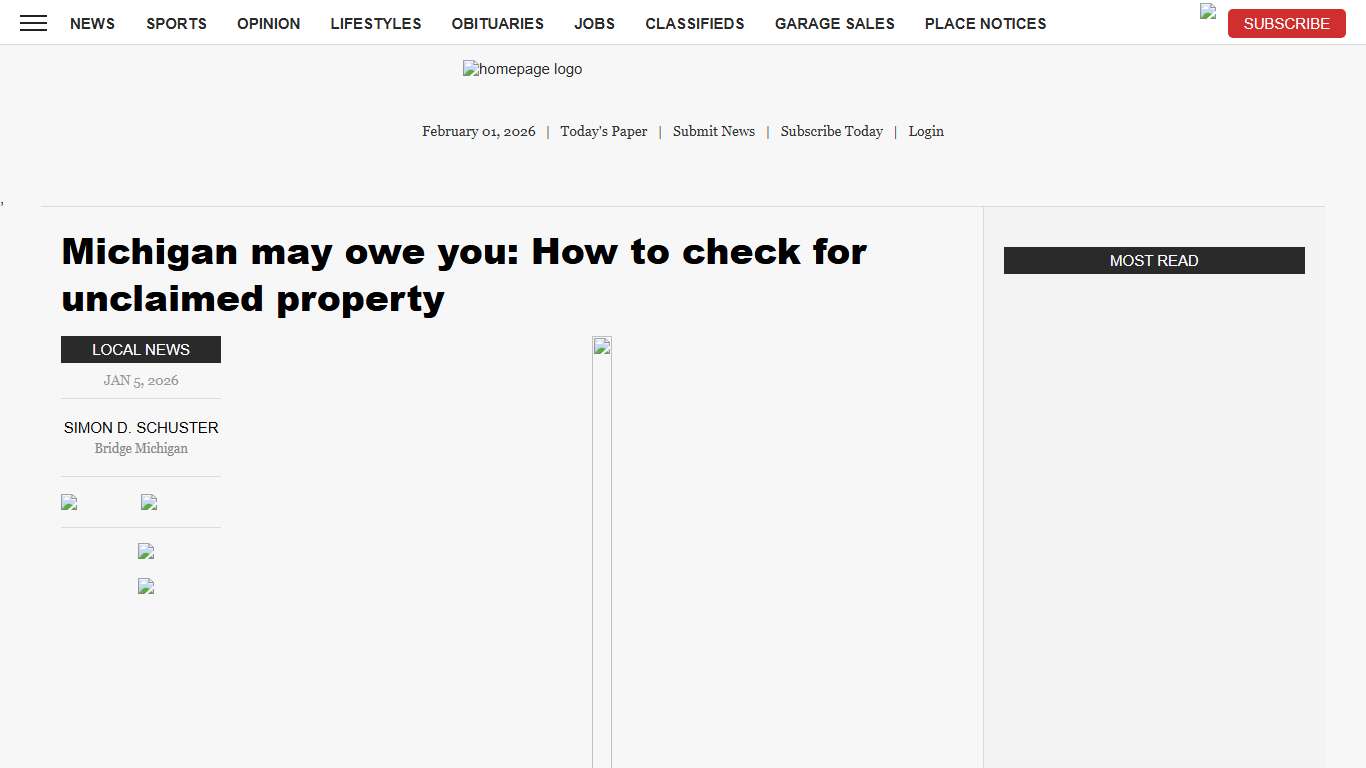 Michigan may owe you: How to check for unclaimed property News, Sports, Jobs - The Daily News